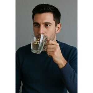 Baileys Original Irish Cream Glass Coffee Mugs Cups 10 oz Set of 2 Gold BB Logo